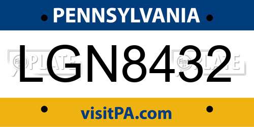 LGN8432 Pennsylvania License Plate