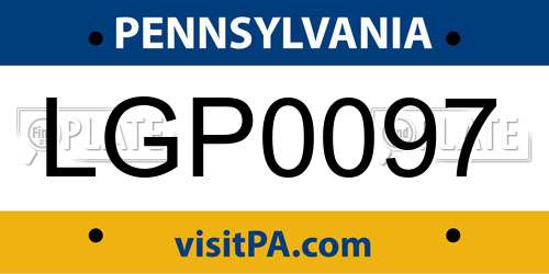 LGP0097 Pennsylvania License Plate