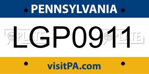 LGP0911 Pennsylvania License Plate