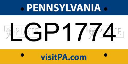 LGP1774 Pennsylvania License Plate