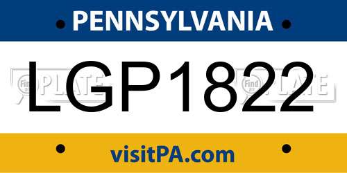 LGP1822 Pennsylvania License Plate