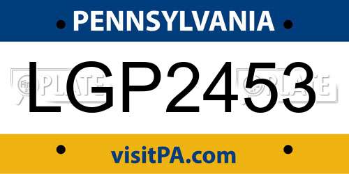 LGP2453 Pennsylvania License Plate