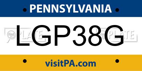 LGP38G Pennsylvania License Plate