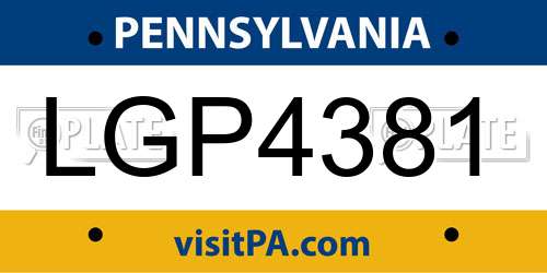 LGP4381 Pennsylvania License Plate