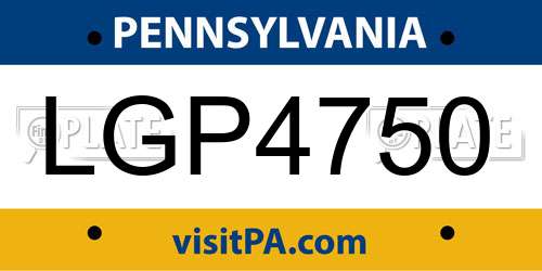 LGP4750 Pennsylvania License Plate