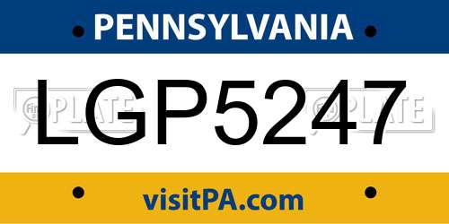 LGP5247 Pennsylvania License Plate