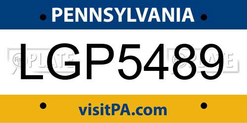 LGP5489 Pennsylvania License Plate