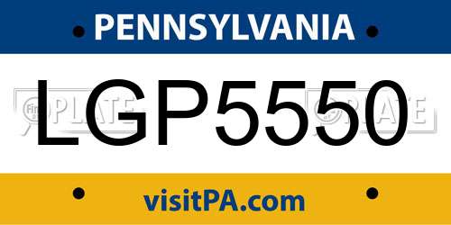 LGP5550 Pennsylvania License Plate