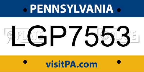 LGP7553 Pennsylvania License Plate