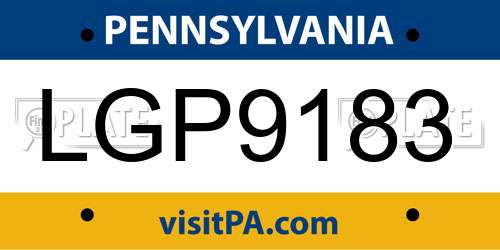 LGP9183 Pennsylvania License Plate