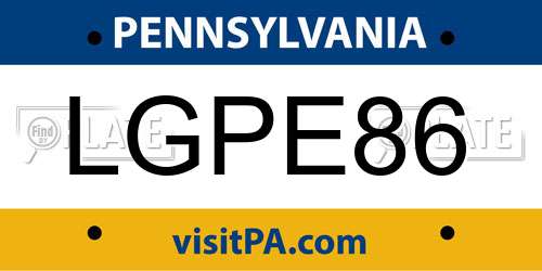LGPE86 Pennsylvania License Plate