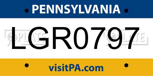LGR0797 Pennsylvania License Plate