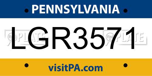 LGR3571 Pennsylvania License Plate