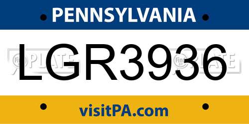 LGR3936 Pennsylvania License Plate