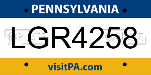 LGR4258 Pennsylvania License Plate