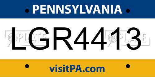 LGR4413 Pennsylvania License Plate