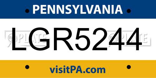LGR5244 Pennsylvania License Plate