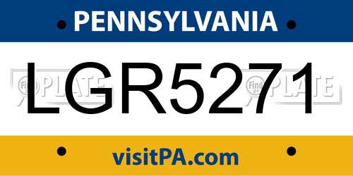 LGR5271 Pennsylvania License Plate