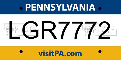 LGR7772 Pennsylvania License Plate