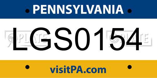 LGS0154 Pennsylvania License Plate