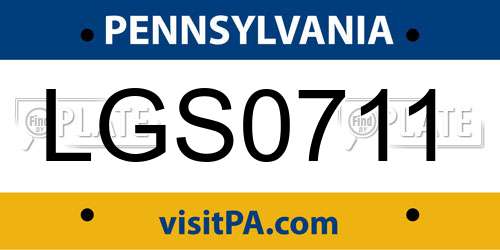 LGS0711 Pennsylvania License Plate