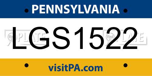 LGS1522 Pennsylvania License Plate