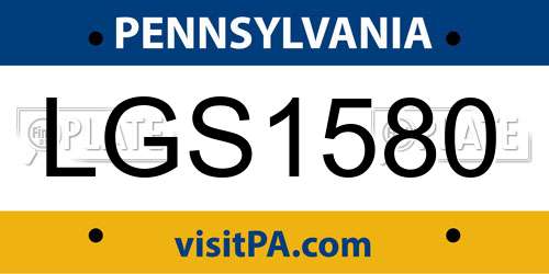 LGS1580 Pennsylvania License Plate