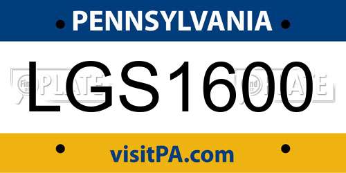 LGS1600 Pennsylvania License Plate