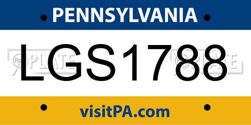 LGS1788 Pennsylvania License Plate