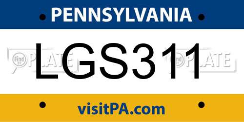 LGS311 Pennsylvania License Plate