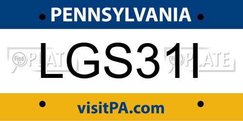 LGS31I Pennsylvania License Plate
