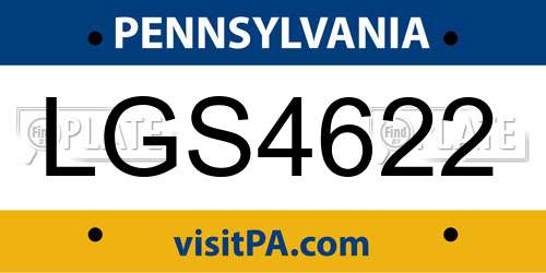 LGS4622 Pennsylvania License Plate