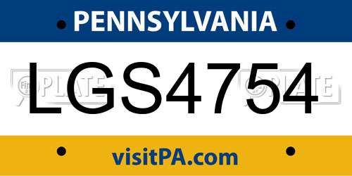 LGS4754 Pennsylvania License Plate