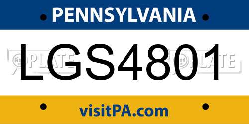 LGS4801 Pennsylvania License Plate