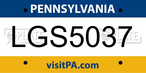 LGS5037 Pennsylvania License Plate