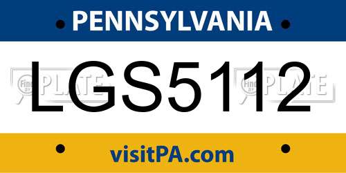 LGS5112 Pennsylvania License Plate