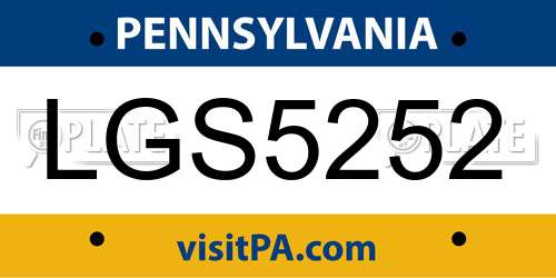 LGS5252 Pennsylvania License Plate