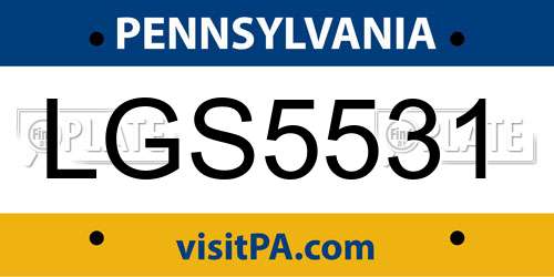 LGS5531 Pennsylvania License Plate