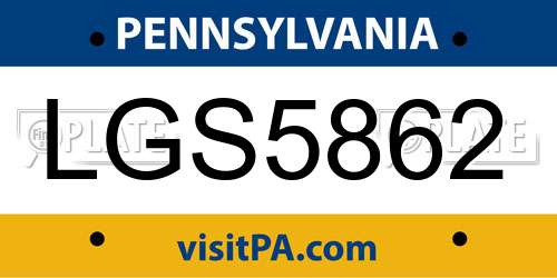 LGS5862 Pennsylvania License Plate