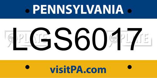 LGS6017 Pennsylvania License Plate
