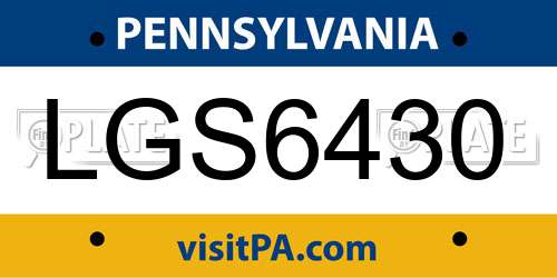LGS6430 Pennsylvania License Plate