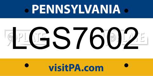 LGS7602 Pennsylvania License Plate