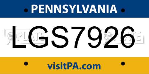 LGS7926 Pennsylvania License Plate