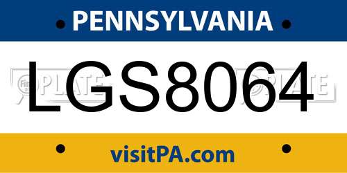 LGS8064 Pennsylvania License Plate