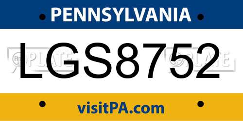 LGS8752 Pennsylvania License Plate