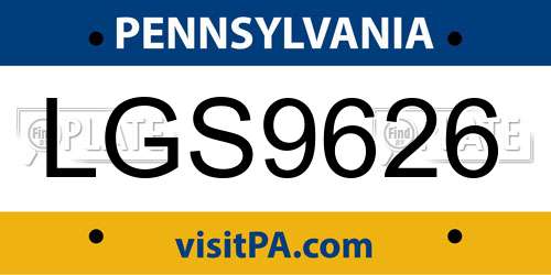 LGS9626 Pennsylvania License Plate