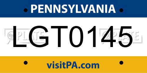 LGT0145 Pennsylvania License Plate