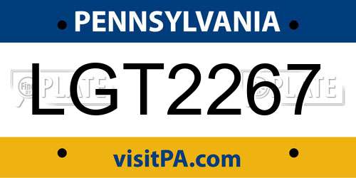 LGT2267 Pennsylvania License Plate