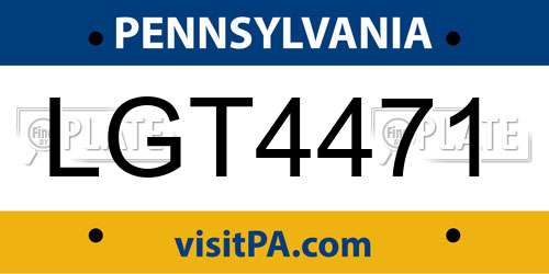 LGT4471 Pennsylvania License Plate