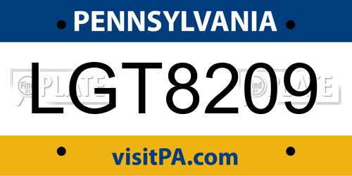 LGT8209 Pennsylvania License Plate
